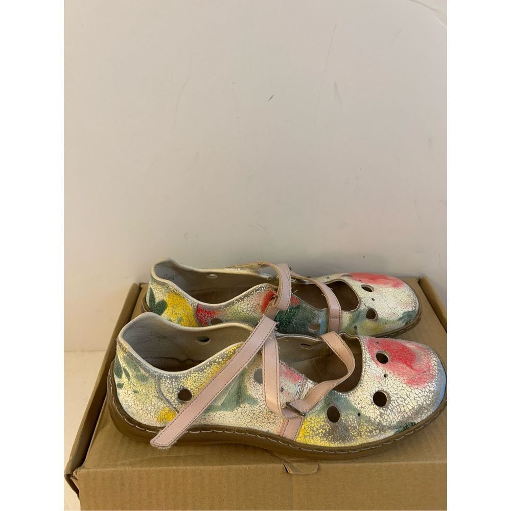 Rieker 42 loafer distressed flowers shoes distressed peeling‎ distressed